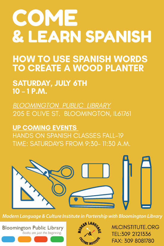 Come and learn spanish in bloomington Library Illinois